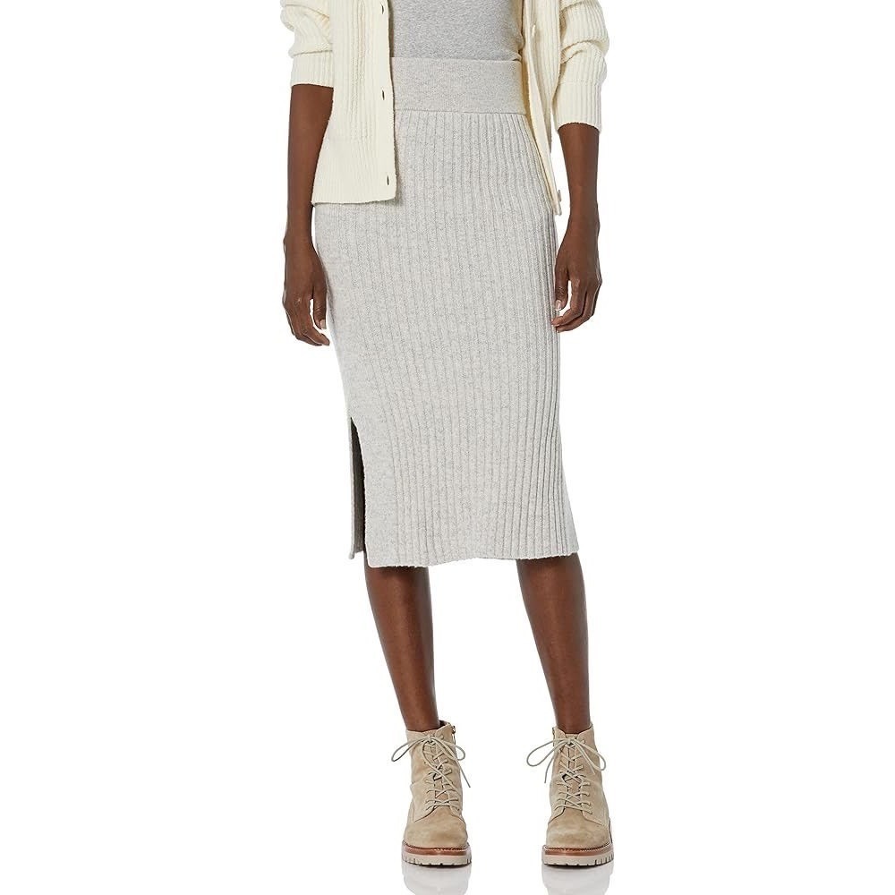 Club Monaco Women's Multi Rib Tube Skirt Wool Blend‎ XS Grey